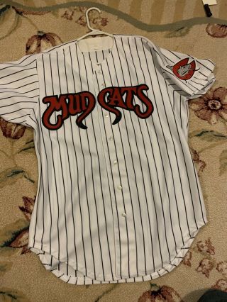 Carolina Mud Cats Wilson Minor League Baseball Jersey White Pinstripe L Vintage