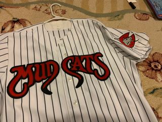 Carolina Mud Cats Wilson Minor League Baseball Jersey White Pinstripe L Vintage 2
