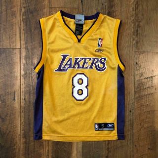 Reebok Los Angeles Lakers Yellow Kobe Bryant 8 Nba Basketball Youth Jersey S