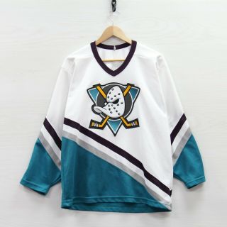 Vintage Anaheim Mighty Ducks Ccm Maska Jersey Size Large 90s Nhl Stitched