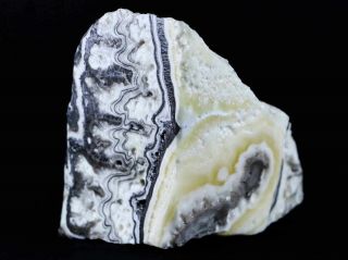 Xl Rough Natural Black,  White,  Yellow Calcite Crystal Mineral Mexico 2 Lb 1.  1 Oz