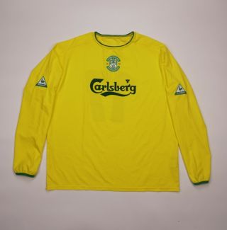 Vintage Hibernian 2003 - 2004 Long Sleeve Away Football Soccer Jersey Shirt Le Coq