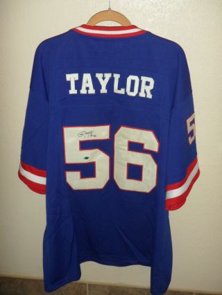 Lawrence Taylor Signed York Giants Throwback Football Jersey Mitchell & Ness