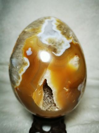 4.  08lb Natural Agate Geode Crystal Quartz Sphere Egg Ball Reiki Healing At92