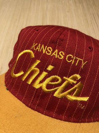 Vintage Sports Specialties Script Kansas City Chiefs NFL Pinstripe Snapback Hat 2