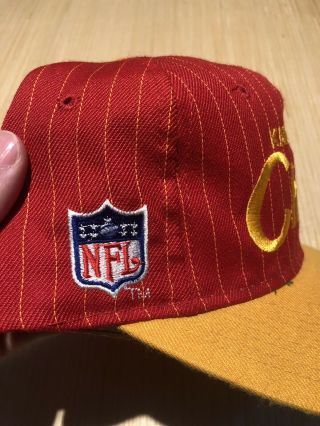 Vintage Sports Specialties Script Kansas City Chiefs NFL Pinstripe Snapback Hat 3