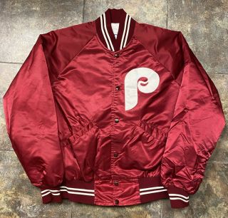 Rare Vintage Starter Satin Dugout Jacket 1980s Philadelphia Phillies Mlb Xl