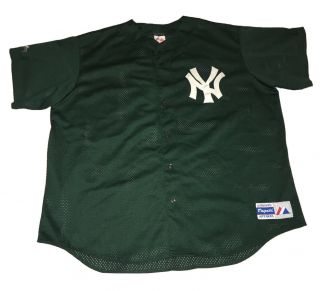 Vintage York Yankees Jersey Majestic Men Size Xxl Made In Usa Dark Green