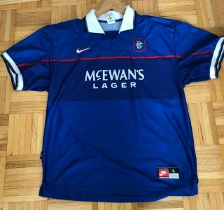 Vintage Rangers 1997 - 1999 Home Football Shirt Soccer Jersey Large