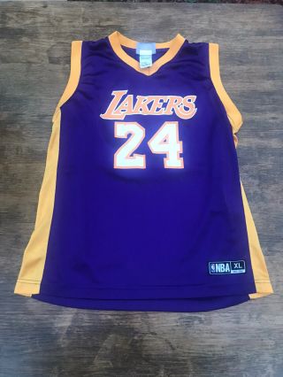 Adidas Nba Kobe Bryant Youth Size Xl Jersey Purple 24 Lakers Collectible
