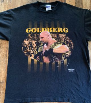 Vtg 1998 Bill Goldberg Black Wrestling T Shirt Wcw Nwo Wwf 90s Xl