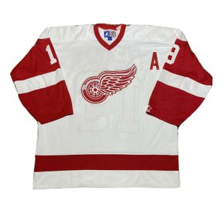 Vintage 1990s Starter Nhl Detroit Red Wings Steve Yzerman Hockey Jersey Size Xl