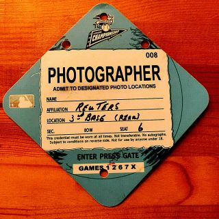1999 American League Championship Series Photographer Pass.  York.  Mlb