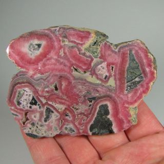 3.  6 " Banded Pink Rhodochrosite Polished Gemstone Slab Slice - Argentina