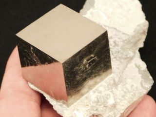 A Big Perfect 100 Natural Aaa Pyrite Crystal Cube On Matrix From Spain 315gr