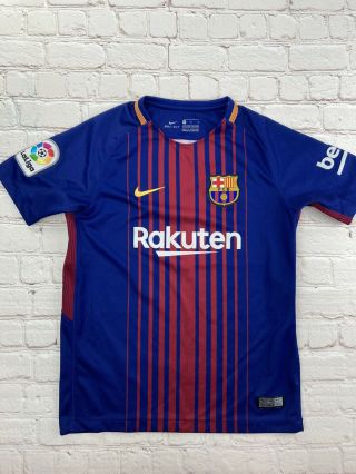 Authentic Nike Dri Fit Kids Barcelona Fc Home Soccer Jersey Size Medium (10 - 12)