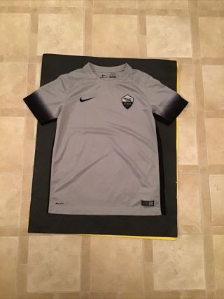 As Roma Training Jersey Nike Football Soccer Size Youth Large Grey Dri Fit