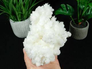 A BIG 100 Natural Bright White ARAGONITE Crystal Cluster With a Stand 1333gr 2