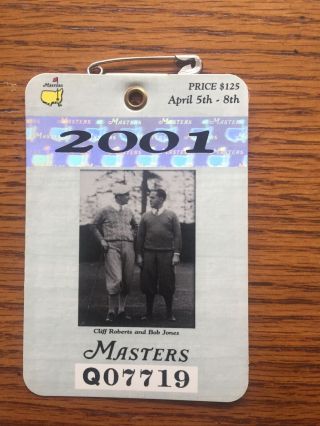 2001 Masters Badges Augusta National Tiger Woods