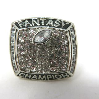 2017 Fantasy Football League Championship Ring Size 11 - Heavy 3 Oz Silver Tone