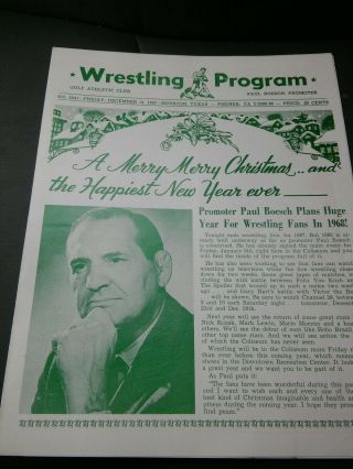 Boesch Spoiler Wrestling Program Wwwf 1967 Nwa Kiniski Ladd Hart Von Erich