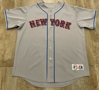 David Wright York Mets Majestic Grey Sewn Authentic Jersey Size Xl Euc