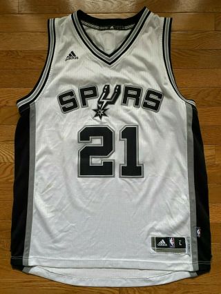 Tim Duncan San Antonio Spurs Adidas Swingman Nba Jersey Mens White Sz Large