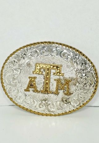 Texas A&m University Aggies Silver Plate On Bronze Belt Buckle Award Cumrine