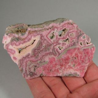 3.  9 " Banded Pink Rhodochrosite Polished Gemstone Slab Slice - Argentina