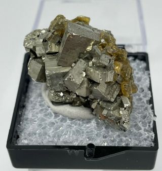 Golden Barite On Pyrite Crystal Thumbnail :eagle Mine,  Gilman,  Colorado