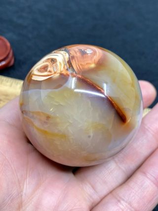 Lovely Polished Unknown Stone Sphere on Wooden Stand - 197.  7 Grams - Estate Find 3