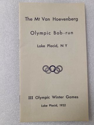 1932 Lake Placid Winter Games Olympic Bobsled Run Booklet Mt Van Hoevenberg