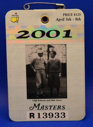 2001 Masters Badge - Tiger Woods Winner - Augusta National