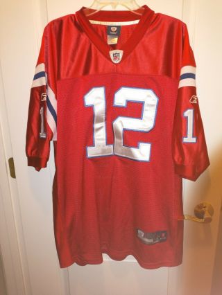 Tom Brady 12 England Patriots Throwback Red Reebok Jersey - Size 54