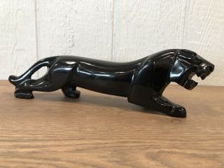 Large 15” 5 Lb Black Obsidian Hand Carved Panther Jaguar Figurine