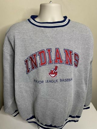 Vintage Cleveland Indians Pullover Sweatshirt Men’s Size Xl Gray