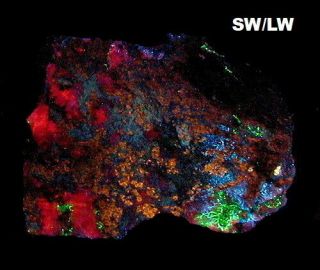 M - 471: 9.  4 Oz Gorgeous 4 Color Miller Canyon Rock (az),  Fluorescent Minerals