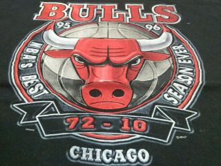 Vtg 90s 1995 1996 Chicago Bulls 72 - 10 Best Season Ever T Shirt Black X - Large Xl