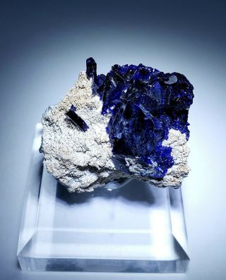 GORGEOUS - Deep Blue Azurite crystals on matrix,  Milpillas mine Mexico 3