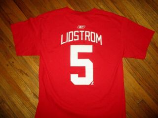 Nicklas Lidstrom Detroit Red Wings 5 Jersey T Shirt Hockey Nhl Reebok Adult Sm