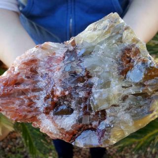 Spectacular Large 6 1/2 Inch Tri Color Banded Calcite Crystal