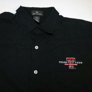 Texas Tech University Red Raiders Button Down Camp Shirt Sz Mens L Black