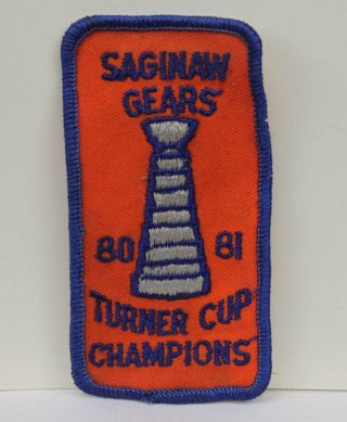 Vtg Saginaw Gears Hockey Patch Turner Cup Champions 1980 1981 Embroidered Ihl