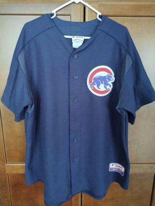 Pre - Owned Chicago Cubs Authentic Majestic Jersey Blue Xl W/ Nl And Cubs Patches