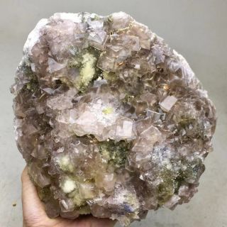 2410g Transparent Pink Cubic Fluorite Crystal Cluster & Quartz Mineral Specimen 2