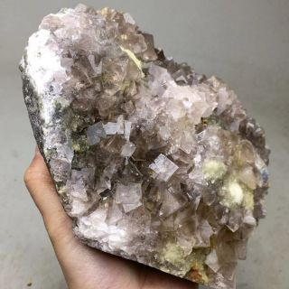2410g Transparent Pink Cubic Fluorite Crystal Cluster & Quartz Mineral Specimen 3