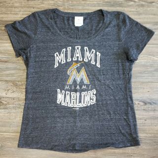 Miami Marlins Womens T Shirt Bejeweled Size Xl Gray Official Mlb Merhchandise