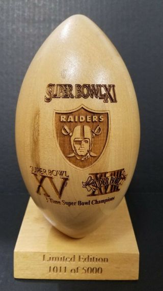 Raiders Commemorative Bowl Wooden Football 1011/5000 Oakland La Vegas Nfl