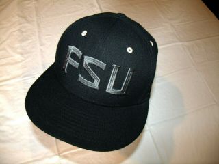 Florida State Seminoles All Black Hat/gray Fsu Logo Nike True Snapback