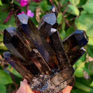 236g A Mineral Specimen Of Black Mirage Quartz Crystal Cluster